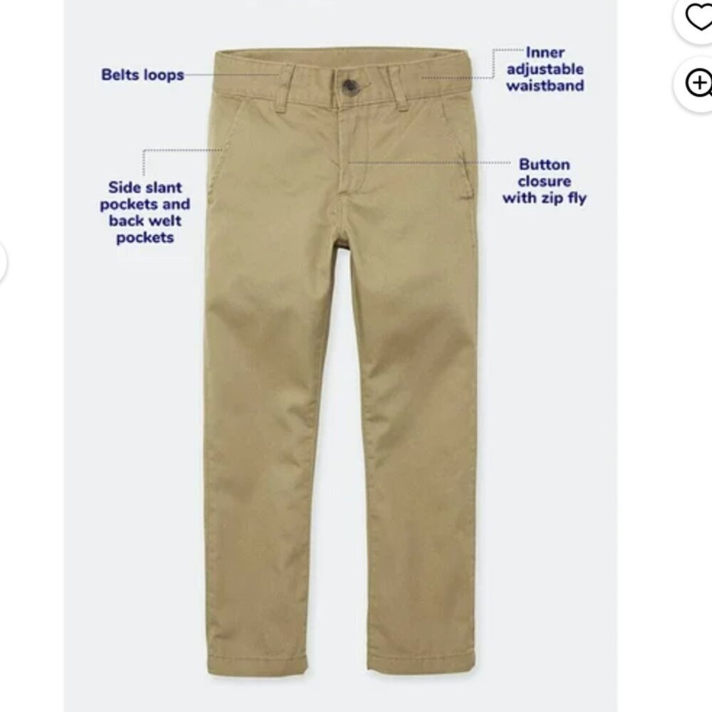 The Children's Place Big Boys Chino Pants Size 10 Skinny Stretch Flax New Khaki